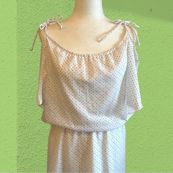 70s vintage multi coloured polka dot white frilly disco dress - Picture 4 of 16